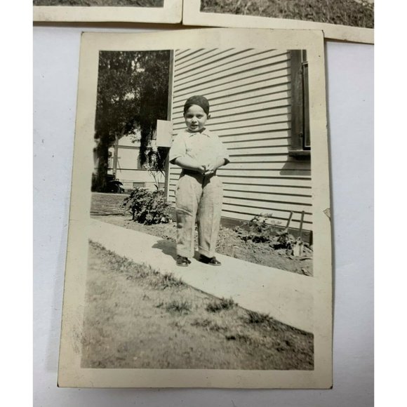 Young Boy Posing on Walkway Sidewalk 1930s Vintage Photograph Lot of 3 - Picture 3 of 8